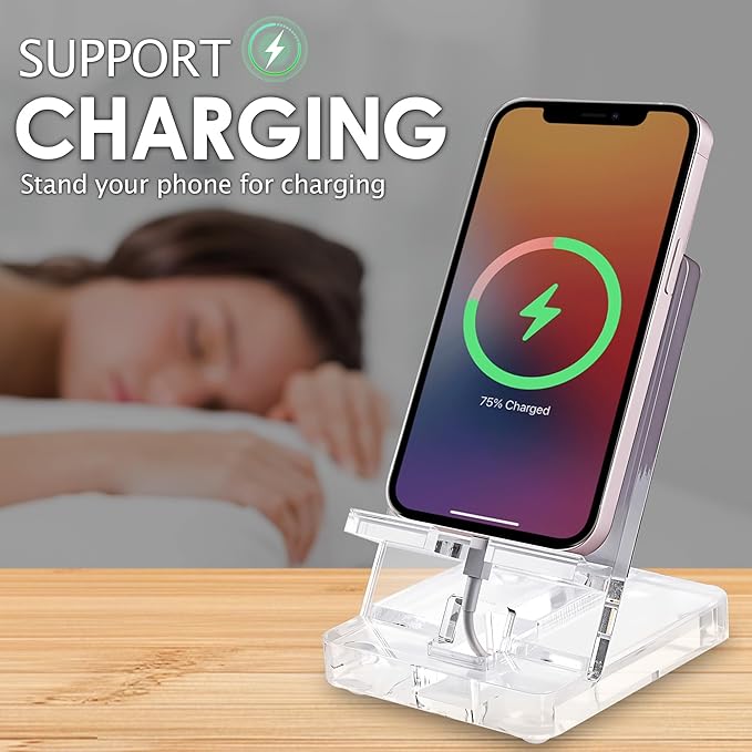 Removable Acrylic Desktop Cell Phone Holder with Flat Mirror (White)