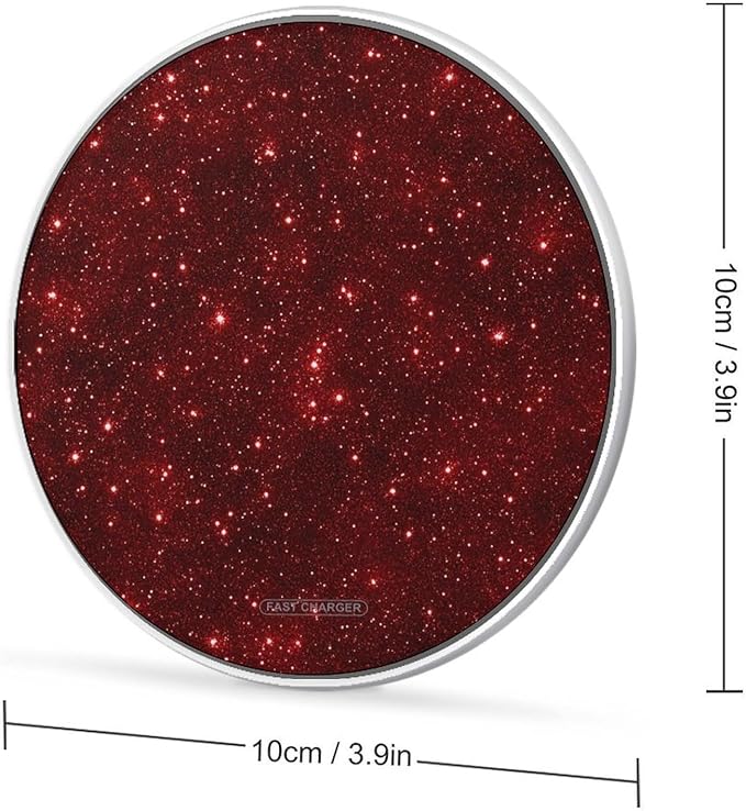 Red Glittery Pattern Phone Charger Magnetic Charging Pad Anti-Slip with USB Cable