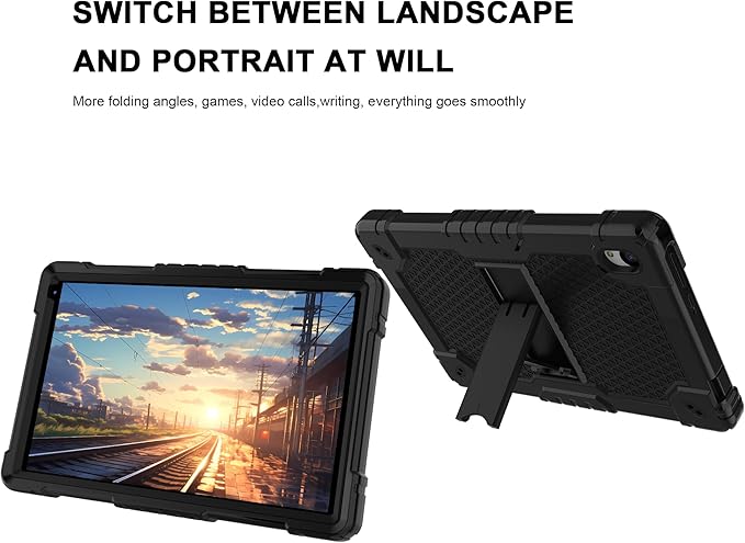 Deomoil for Urao C107/Jeazans OC101/C107 10.1 inch Tablet Hybird Case with Stand with 2 PCS Screen Protector for HiGrace C107/ZOFYWNAS C107/Freeski C107/Pswarfd 10.1 inch Tablet (Black)