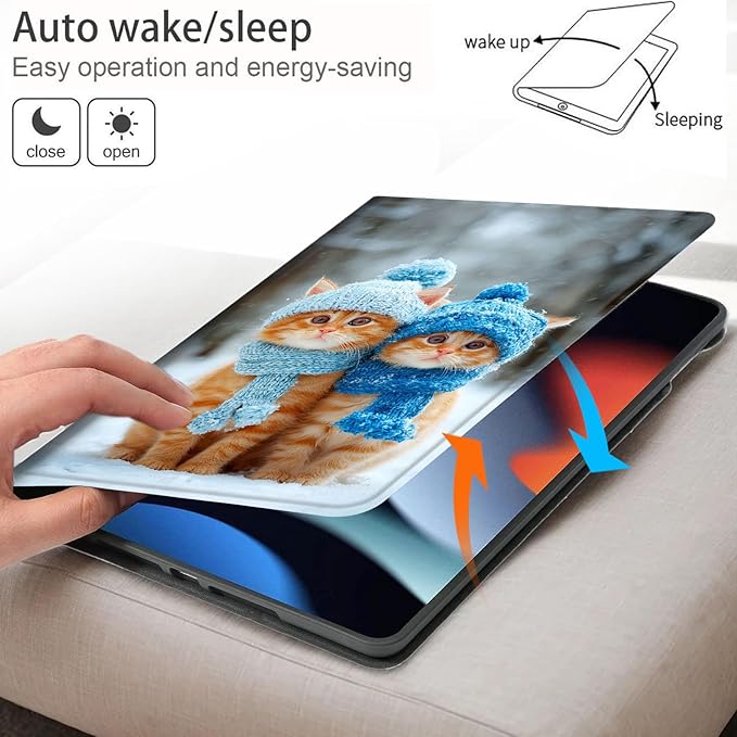 Bxgolkgd Tablet Case for 6 Kindle 11th Generation (2024/2022 Release)Shockproof Stand Cover with Heat DissipationAuto Wake/Sleep FunctionWinter Cute Cat