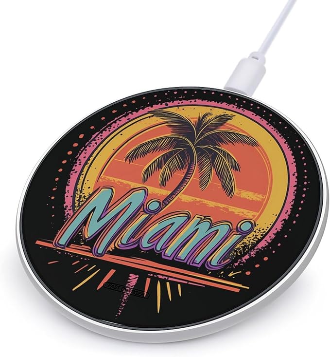 Vintage Miami Tree Phone Charger Magnetic Charging Pad Anti-Slip with USB Cable