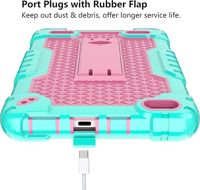 Case for BLU M8L 2022BLU M8L Plus 8 inch Tablet - [Built-in Kickstand] Anti Slip Kids Friendly Shockproof Silicone Protective Cover with Screen Protector (Green/Pink/2 PCS)