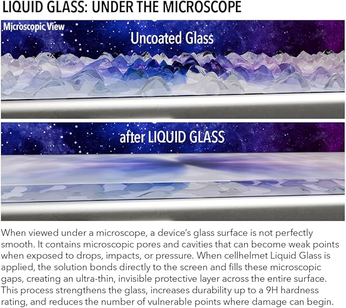 cellhelmet Liquid Glass Wipe On Extreme Glass Protection | $300 Repair Protection Guarantee | Scratch &amp Shatter Protection | Universal Glass Screen Protector for Phones and Smart Watches