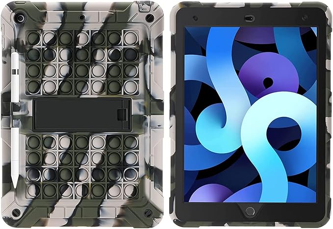 XZC iPad 9th/8th/7th Generation Case (iPad 10.2 Case 2021/2020/2019) Shockproof Drop Protection iPad Cover with Pencil Holder Kickstand Shoulder Strap (Camouflage 1)