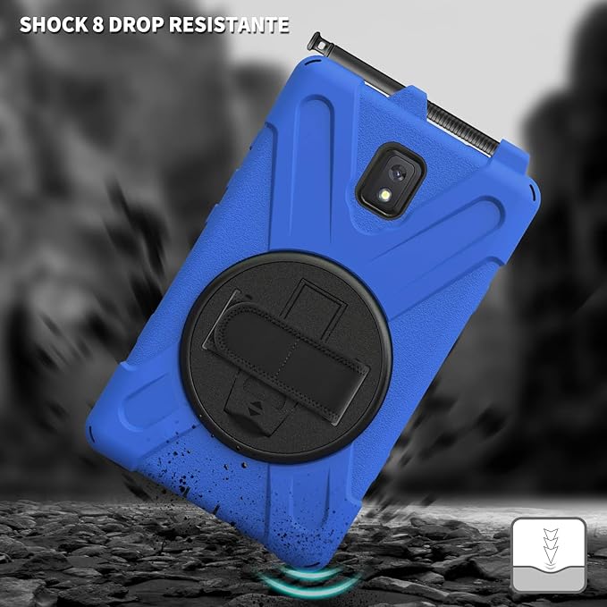 Case for Samsung Galaxy Tab Active 3 8 T570 T575 T577 Heavy Duty Shockproof Rugged 3 Layer Kids Durable Case with 360 Swivel Kickstand Shoulder Strap &amp Hand Strap