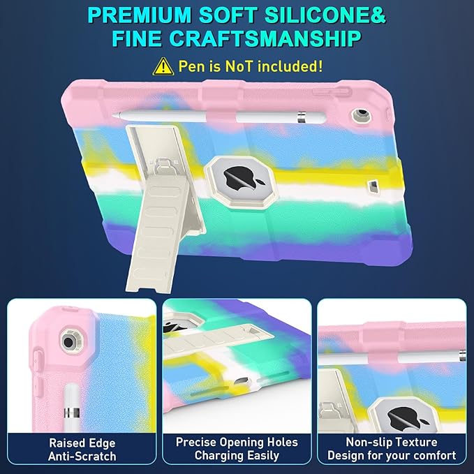 Case for iPad 9th/8th/7th Generation 2021/2020/2019(10.2 inch) Heavy Duty Shockproof Rugged Protective 10.2 Cover with Built-in Stand for iPad 9 8 7 Gen(White+Color)
