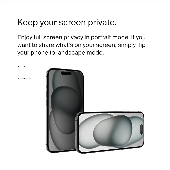 Belkin ScreenForce TemperedGlass Treated Privacy Screen Protector for iPhone 15 and 14 Pro - Slim &amp Scratch-Resistant - Includes Easy Align Tray for Bubble Free Application