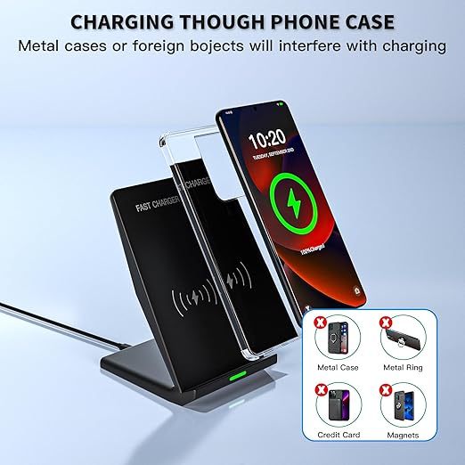 Wireless Charger Station15W Desk Wireless Charging Stand 20W USB C Adapter for Apple iPhone 17 Pro/17/17/Air/16 Pro/16E/16 Plus/15/14/13Samsung Galaxy S25/S24/S23/S22/Z Flip Fold/Note 20Google etc