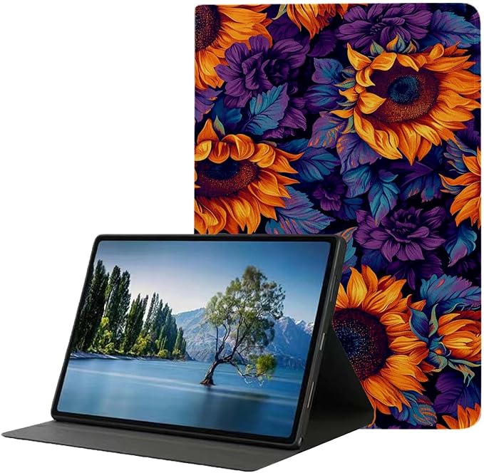 for iPad 9th/8th/7th Generation (2021/2020/2019) 10.2-inch PU Leather Cover with Auto Wake/Sleepand Adjustable Viewing Angles.Sunflower