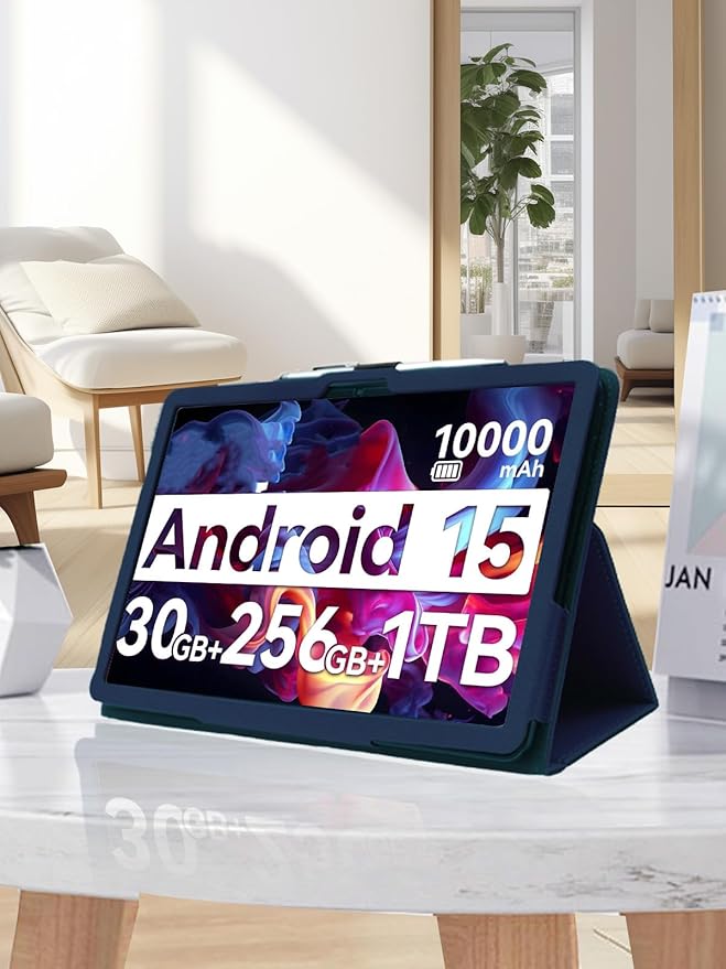 for Urao G140L 2025 14 Inch Android Tablet CaseBOVUGAC Folding Stand Protective Cover with Pencil Holder and Wrist StrapFull Protection Premium PUScratch Resistant(Dark Blue)