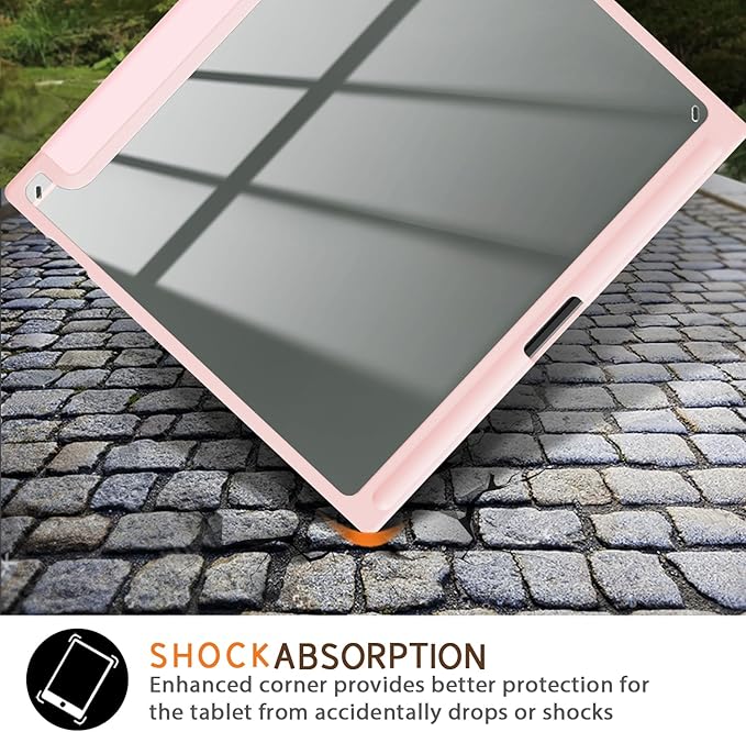 Case for BOOX Note Air 3 C and B/W E Ink Tablet 10.3 ePaperSlim Drop Protection Tri-Fold Cover with Hard Shell Transparent Back and Pen Holder Stand Smart Cover with Auto Wake/SleepPink