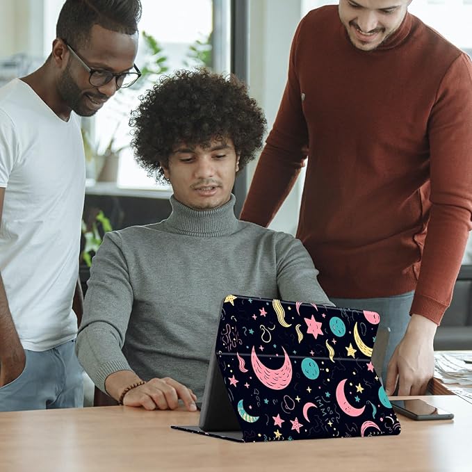 DIGTIALLL Case for Amazon Kindle Fire 7 Inch Tablet (9th/7th/5th Generation 2019/2017/2015 Release) PU Leather Smart Protective Cover with Auto Sleep/WakeStars and Moons