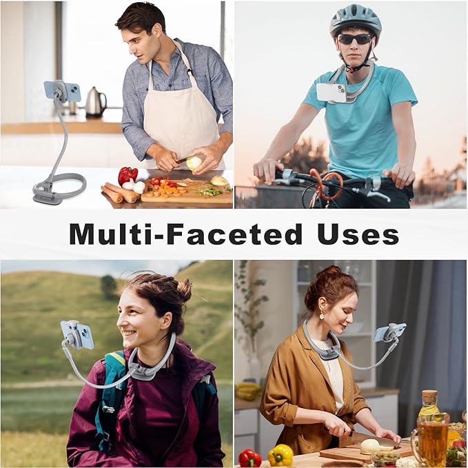 Cell Phone Stand Neck Cell Phone Holder for Bed Hand Free POV/Vlog Selfie Phone Neck Holder for Recording Universal Multi-Functional Flexible Phone Stand for 4.7''-6.7'' Phone