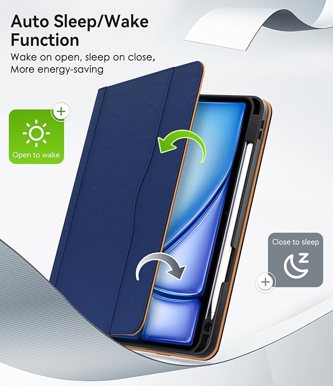 Case for iPad Air 11-inch M3/ M2 (2025/2024) iPad Air 5th/ 4th Generation 10.9'' (2022/2020) iPad Pro 11 (4th/3rd/2nd/1st Gen) Multi-Angle Stand Cover with Pencil Holder Navy Blue