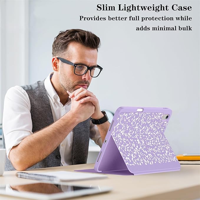 Supveco Case for iPad (A16) 11th Generation 11 inch (2025)iPad 10th Generation 10.9 inch (2022) with Pencil Holder-[Auto Wake/Sleep]Premium Folio Stand Case with Soft TPU Back Cover-Lilac Book