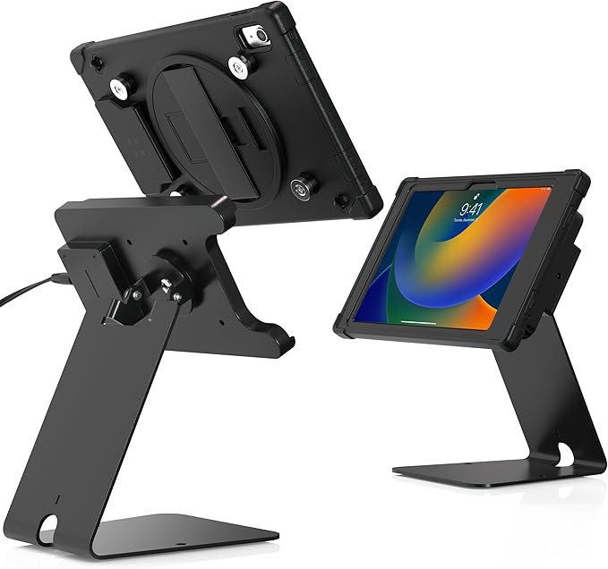 CTA Digital Wireless Security Kiosk VESA Quick Release Security Kiosk with Wireless Inductive Charging Case for iPad 10th Generation 10.9-inch &amp More 10.9-inch Tablets - Black (PAD-ICCTKS109)