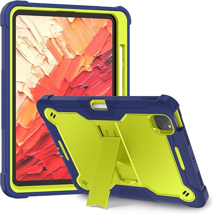 MAKEIT CASE for ipad Pro 11 Inch Case 2024 M4 with Pencil Holder Shockproof Premium Smart iPad Case and Kickstand Support Touch ID and Auto Wake/Sleep Navy Blue
