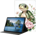 Case for iPad 9th/8th/7th Generation (2021/2020/2019) 10.2-inchSlim PU Leather Cover Adjustable Stand Auto Wake/SleepBaby Turtle with Flowers