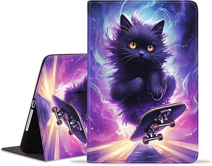 Black Cat Playing Skateboard