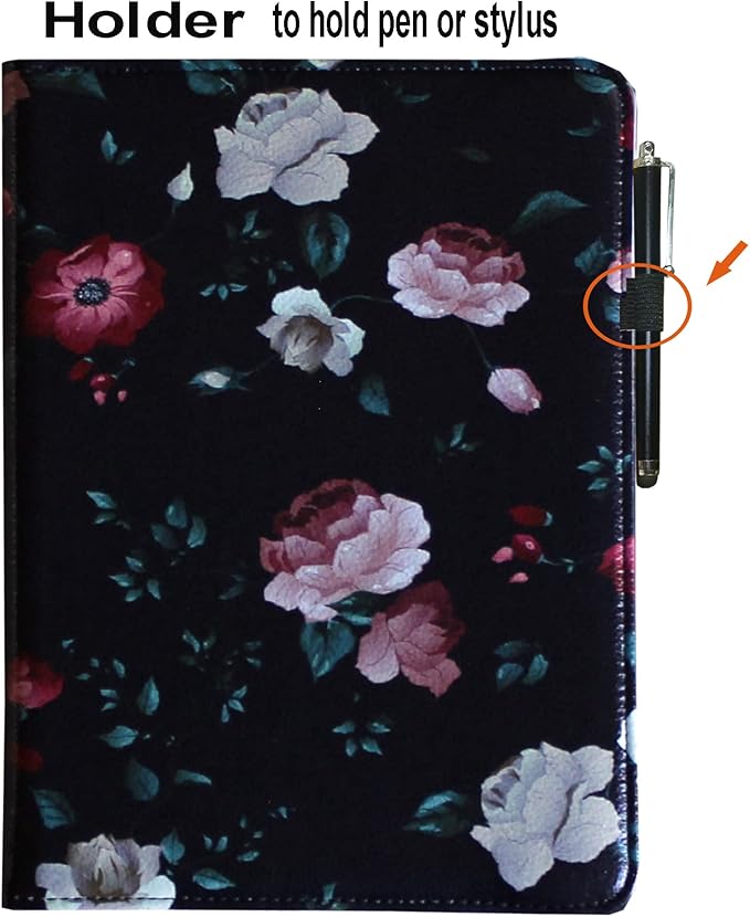 Case for iPad A16 11-inch (11th Gen 2025) for 2022 iPad 10th Generation 10.9 inch Rotating Stand Smart Magnetic Cover for Model A3354 A3355 A3356 A2696 A2757 A2777 (Black Flower)