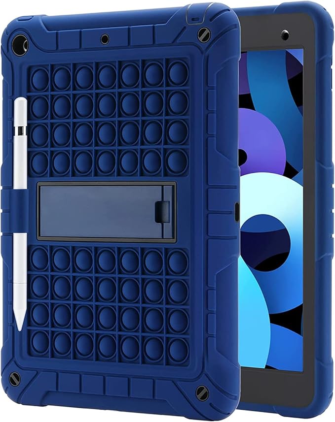 XZC iPad 9th/8th/7th Generation Case (iPad 10.2 Case 2021/2020/2019) Shockproof Drop Protection iPad Cover with Pencil Holder Kickstand Shoulder Strap (Dark Blue)
