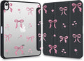 Cute Case for iPad Pro 13-inch (M4) 2024 Pink Bow Tie Flower Clear Hard Back Hybrid Casewith Pencil Holder Trifold Stand Slim Tablet Cover for Girls Women