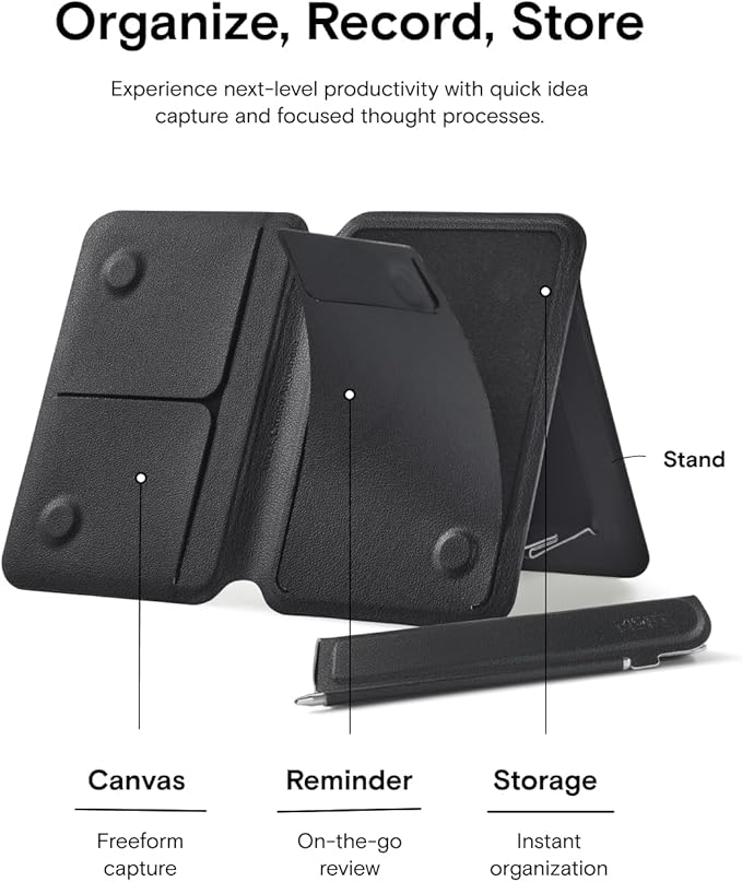 MOFT Action Inspiration MagSafe Phone Stand Magnetic Notepad Stand Compatible with iPhone 16 Series and Other Phones with Two Types of Notepad and Magnetic Invisible Pen Jet Black + Jet Black