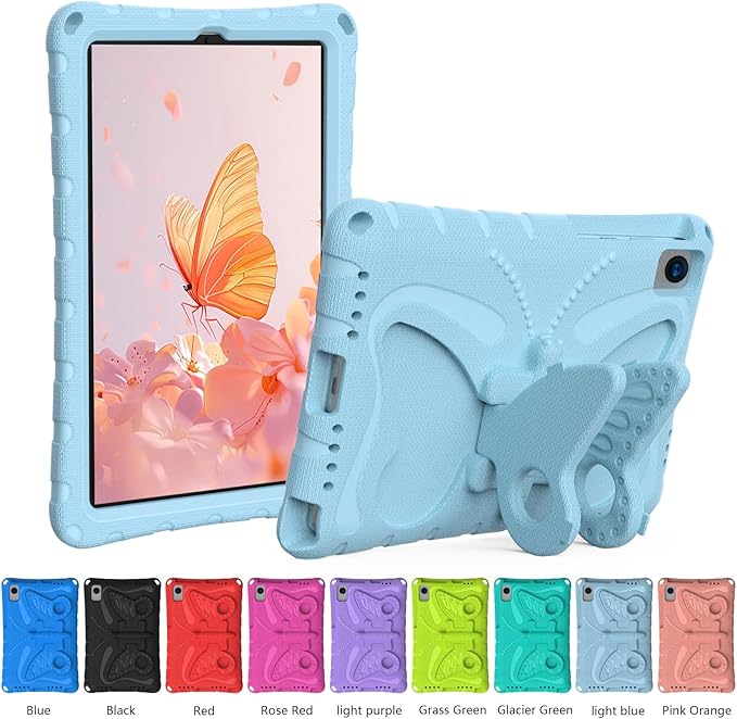 YEMENGHUA Heavy Duty Protection Compatible with Samsung Galaxy Tab S5e 10.5 (2019) SM-T720Lightweight EVA Kid Friendly Shockproof Protective CaseShoulder Strap Case Butterfly Kids Case(Light Blue)