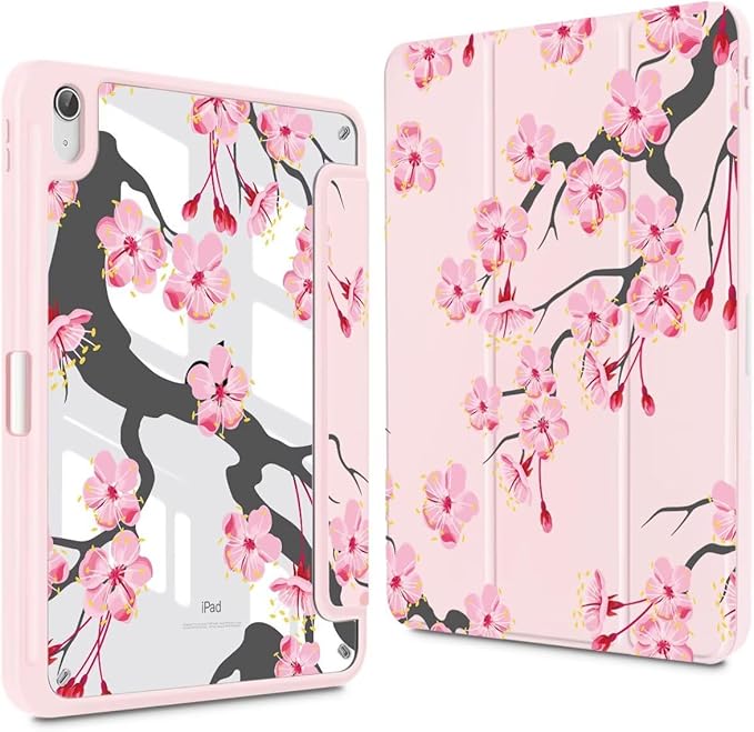 CISSOOK Compatible with iPad (A16) 11th Generation Case 11 Inch 2025 Release for iPad 10th Generation 10.9 Inch 2022 Protective Shell with Pencil Holder Cherry Blossoms