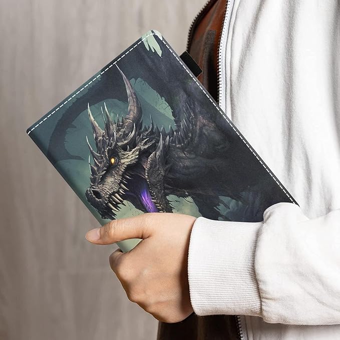 Case for All-New Amazon Kindle Fire HD 10 &amp 10 Plus Tablet 10.1 (13th/11th Generation 2023/2021 Release) - PU Leather Folio Case with Smart Auto Wake/Sleep Evil Dragon
