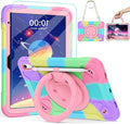 DreamerX for iPad (A16) 11th/10th Generation 11''/10.9'' 2025/2022 Case Full-Body Drop Protection Kids Cover with Screen Protector 360° Rotate Stand Handle Shoulder Strap Pencil Holder Colorful Pink