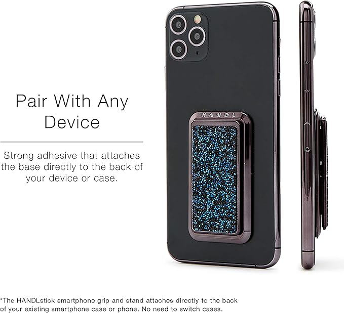 HANDL New York HANDLstick Black and Blue Crystal Grip and Stand for Smartphone