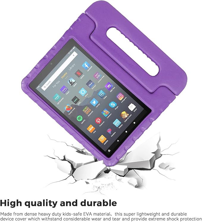 Kids Case for Fire 7 Inch Tablet 9th/7th/5th Generation Tablet (2019/2017/2015 Release) Kid-Proof &amp Shockproof Case Sturdy Soft Durable EVA Protective Cover with Convenient Handle Purple