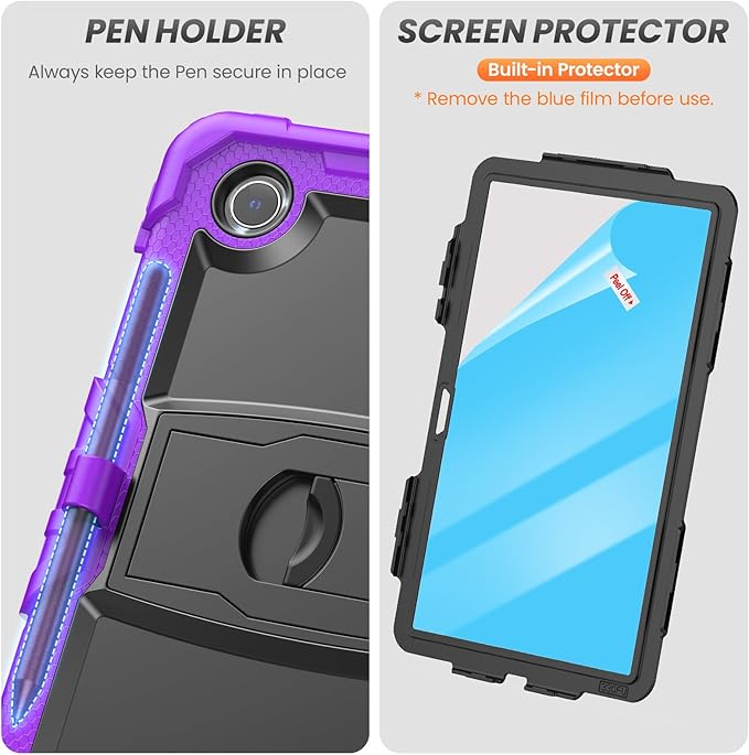 HXCASEAC for Lenovo Idea Tab 11 Case Tab M11 / K11 Case (TB336FU/TB330FU) Shockproof Design | Screen Protector | Built-in Stand | Pen Holder Lenovo Idea Tab 11 / M11 Tablet Cover Kids - Purple