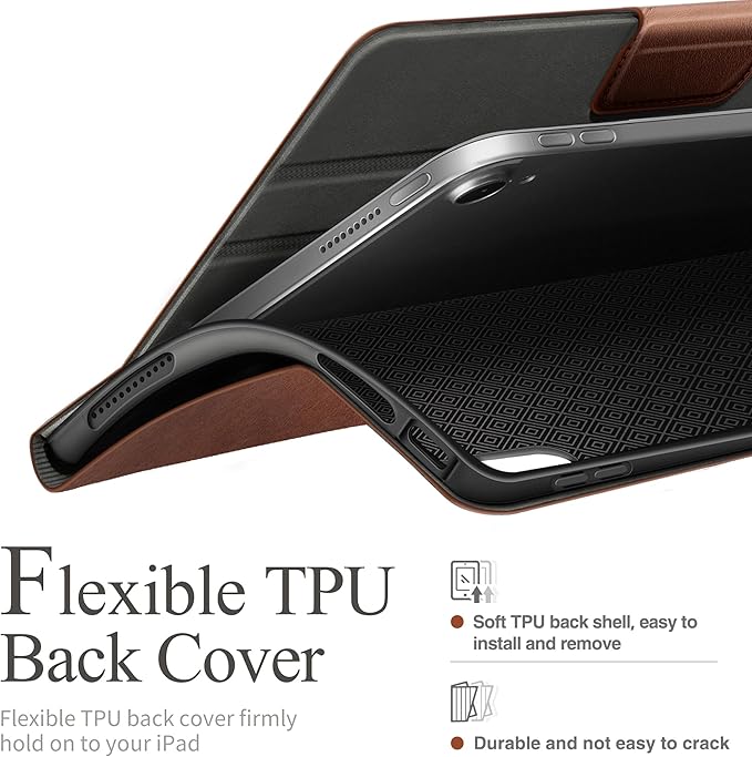auaua Case for iPad (A16) 11th Generation 11 Inch 2025 iPad 10th Generation 10.9 Inch 2022 with Pencil Holder and Pocket Typing Angle Muti-Stand Magnetic Closure Auto Sleep/Wake (Brown)