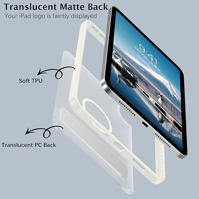 Telaso for iPad mini 7 A17 Pro 2024/iPad Mini 6 2021 Case iPad mini 7th/6th Gen Magnetic Case with Invisible Portrait/Landscape Stand Translucent Matte Back Soft TPU Bumper Protective Cover Stone