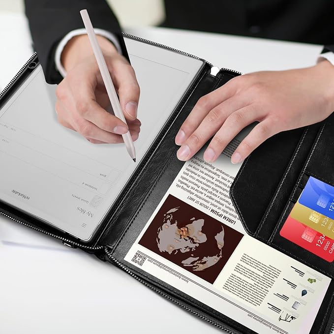 E NET-CASE Case for Remarkable 2 Tablet 10.3 inch (2020 Released) - Business Handheld Design Upgraded PU Leather Cover for Remarkable 2 Digital Paper with Zipper &amp Pen Holder (Black)
