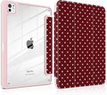 TWOLSKOO Case for iPad Pro 11-inch (M5 2025 / M4 2024) Clear Acrylic Back with TPU Bumper Pencil Holder Trifold Stand Auto Sleep/Wake Red Polka Dot