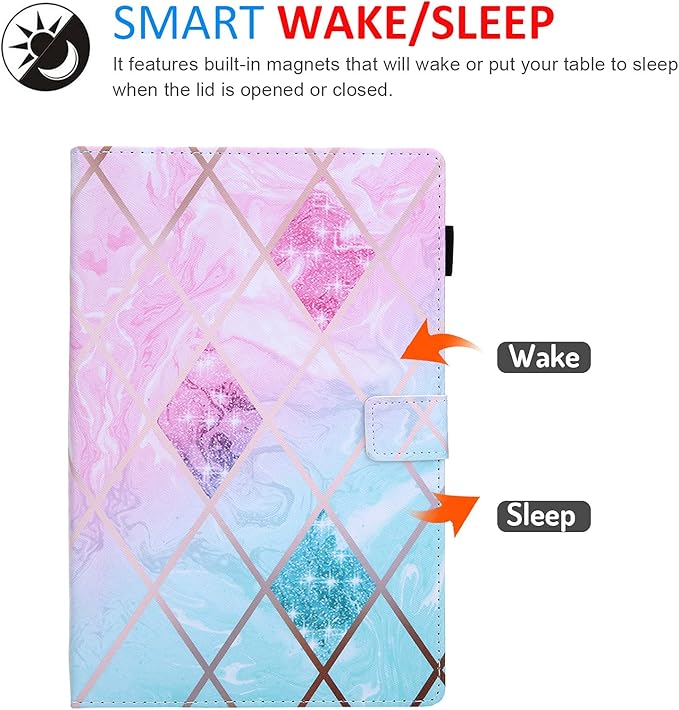 Dteck Case for All-New Fire HD 10 &amp HD 10 Plus Tablet (2021 Release 11th Generation) - Slim Multi-Angle Folio Stand Premium PU Leather Protective Smart Cover with Auto Wake Sleep Pink Green