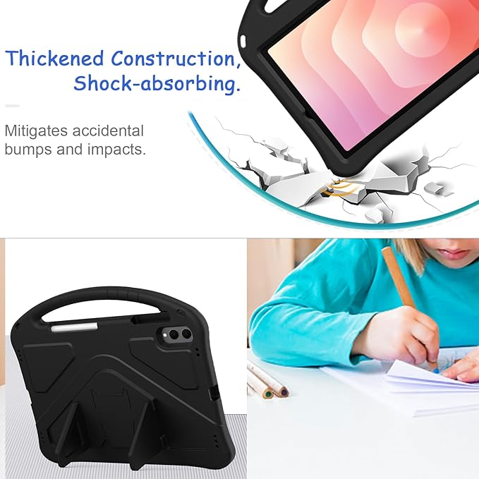 Kids Case for Samsung Galaxy Tab S11 Ultra 2025 14.6 Tablet Techcircle Light Weight Shock Proof EVA Foam Handle Rugged Stand Protective Case Black