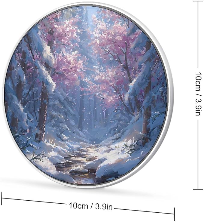 Snowy Forests ICY River Winter Phone Charger Magnetic Charging Pad Anti-Slip with USB Cable