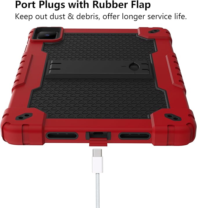 for TCL TAB 10 NXTPAPER 5G 10.4 Inch Tablet case Hybrid Shockproof Silicone Gel Protective Cover with Kickstand for TCL TAB 10 NXTPAPER 5G 10.4 Inch 2025 (9199S) (Red/Black+2 PCS Glass)