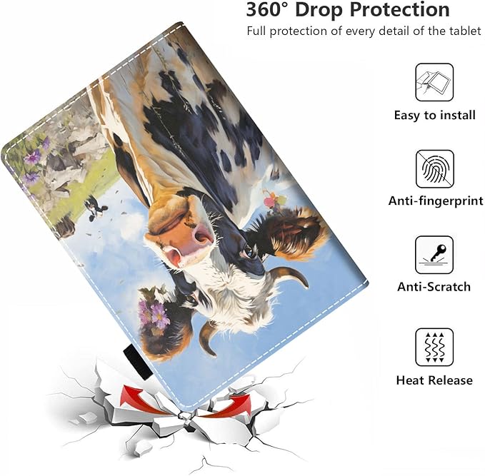 Case for All-New Amazon Kindle Fire HD 10 &amp 10 Plus Tablet 10.1 (13th/11th Generation 2023/2021 Release) - PU Leather Folio Case with Smart Auto Wake/Sleep Cow