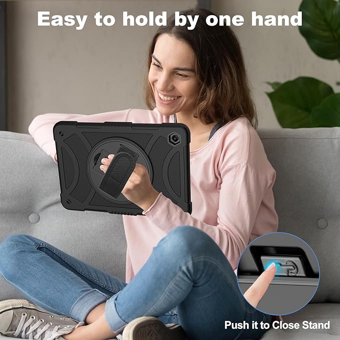 for Samsung Galaxy Tab A11 Plus/A9 Plus case with Screen Protector/ 360° Rotating Stand/Shoulder Strap/Hand Strap Rugged Cover for Galaxy Tab A11+ Plus/A9+ Plus 11 inch 2025/2023 Released