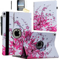 Case for iPad A16 11-inch (11th Gen 2025) for 2022 iPad 10th Generation 10.9 inch Rotating Stand Smart Magnetic Cover for Model A3354 A3355 A3356 A2696 A2757 A2777 (Pink White Flower)