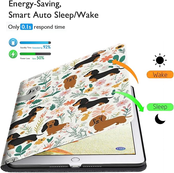 Case for Kindle Paperwhite 12th Generation &amp Kindle Colorsoft Signature Edition 2024 7 inch Lightweight Smart Case PU Leather Adjustable Stand Protective Cover with Auto Wake/Sleep - Dog Flower