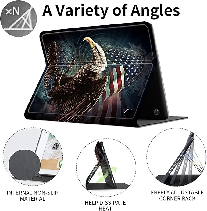 Case for All-New Amazon Fire HD 10 Tablet (13th Generation 2023 Release)Slim PU Leather Smart Cases Covers with Auto Wake/Sleep for Amazon Kindle Fire 10.1 inch TabletFlag Fierce Eagle