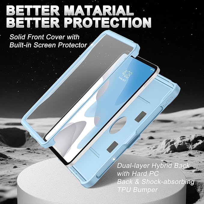 Soke Case for iPad (A16) 11th Generation 11-Inch 2025 /10th Generation 10.9-Inch 2022 with Screen Protector and Multi-Angle Kickstand Rugged Full Body Heavy Duty Protective Cover - Ice Blue
