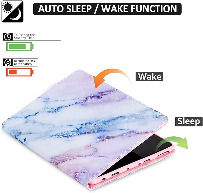 Dteck Case for All-New Fire HD 10 &amp HD 10 Plus Tablet (2021 Release 11th Generation) - Multi-Angle Folio Stand Premium Embossed Leather Protective Smart Cover with Auto Wake Sleep Pink Marble