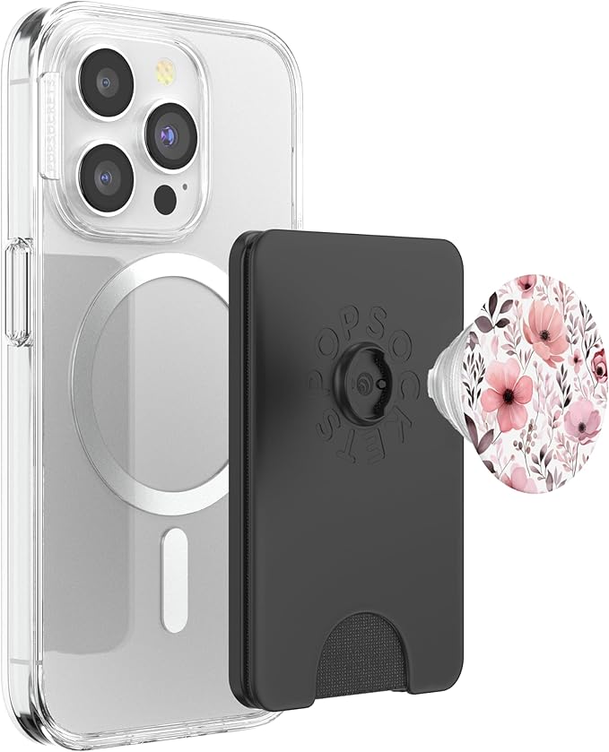 Pink Floral Flower Bouquet Cute Pattern PopSockets PopWallet for MagSafe